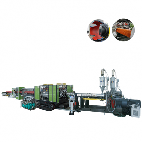 HDPE / PP / PVC хоризонтален тип двойна стена гофрирана тръба екструдиране линия